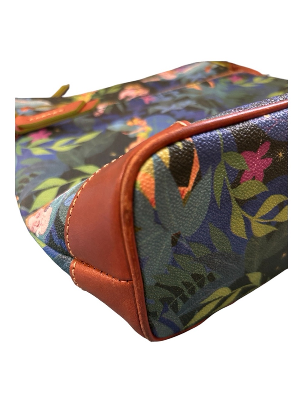 Dooney & Bourke Green Tinker Bell Print Shoulder Bag with Brown Trim - Picture 7 of 16